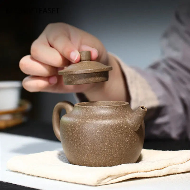 220ml Chinese Yixing Purple Clay Teapots Famous Artists Handmade Tea Pot Raw Ore Gray Section Mud Beauty Kettle Zisha Tea Set