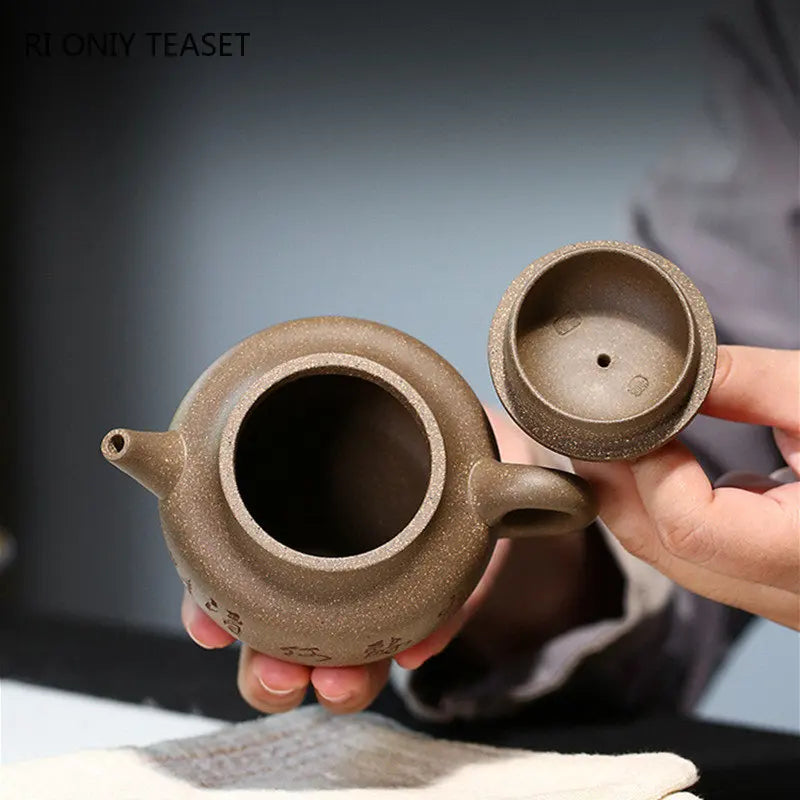 220ml Chinese Yixing Purple Clay Teapots Famous Artists Handmade Tea Pot Raw Ore Gray Section Mud Beauty Kettle Zisha Tea Set