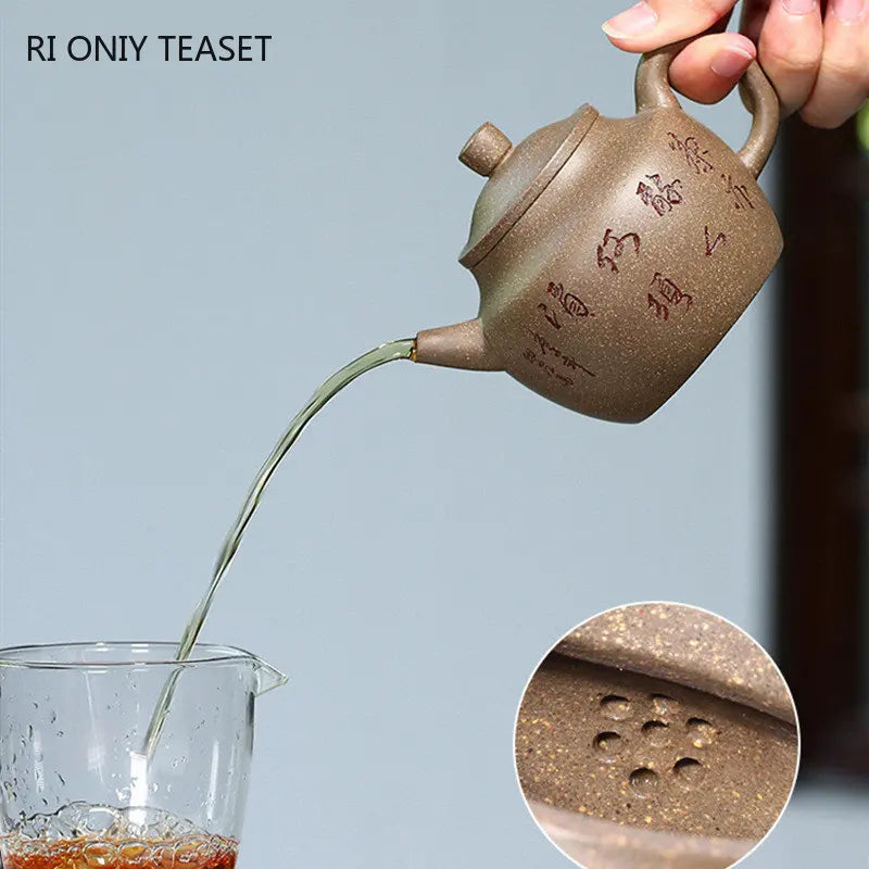 220ml Chinese Yixing Purple Clay Teapots Famous Artists Handmade Tea Pot Raw Ore Gray Section Mud Beauty Kettle Zisha Tea Set