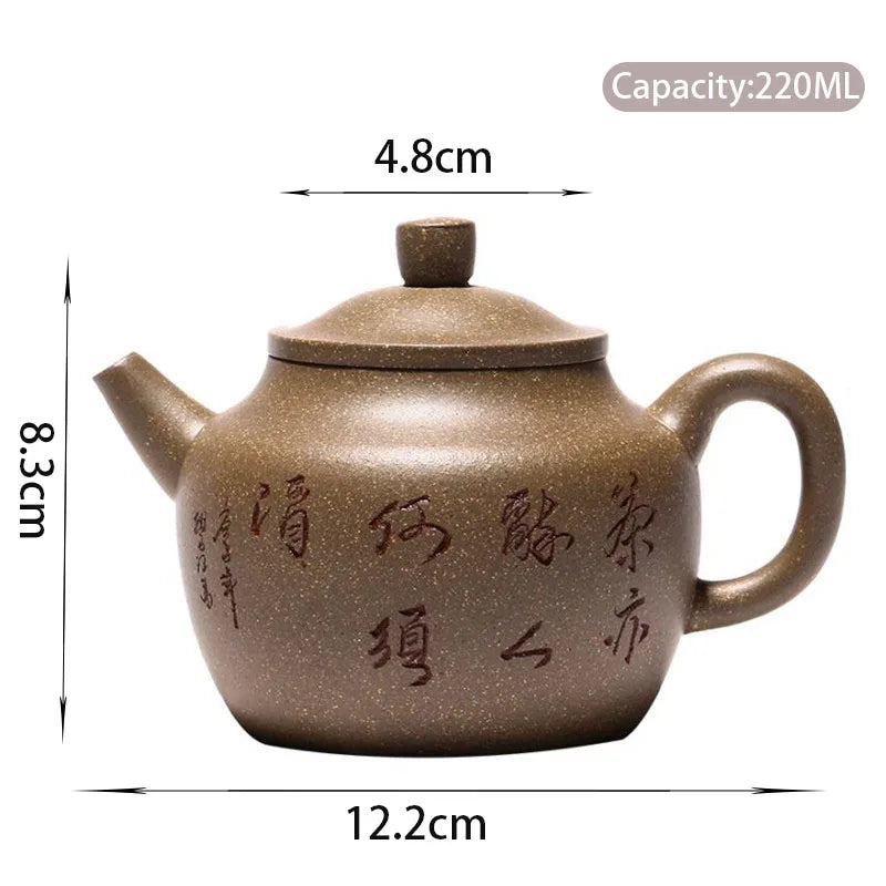 220ml Chinese Yixing Purple Clay Teapots Famous Artists Handmade Tea Pot Raw Ore Gray Section Mud Beauty Kettle Zisha Tea Set