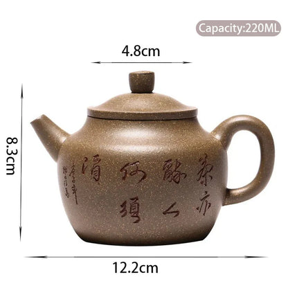 220ml Chinese Yixing Purple Clay Teapots Famous Artists Handmade Tea Pot Raw Ore Gray Section Mud Beauty Kettle Zisha Tea Set