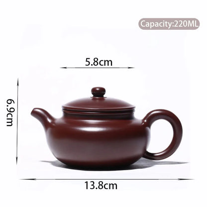 220ml Chinese Yixing Purple Clay Teapots Handmade Raw Ore Zhu Mud Antique Tea Pot Beauty Kettle Zisha Tea Set Teaware Supplies
