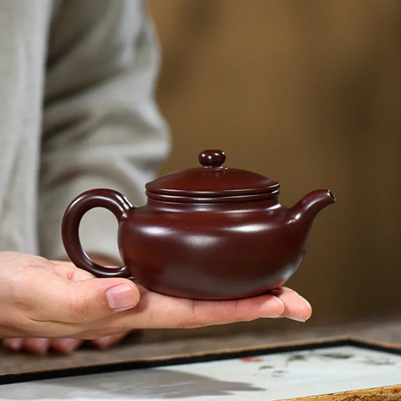 220ml Chinese Yixing Purple Clay Teapots Handmade Raw Ore Zhu Mud Antique Tea Pot Beauty Kettle Zisha Tea Set Teaware Supplies