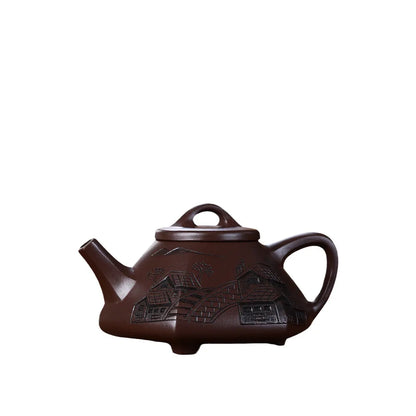 220ml Chinese Yixing Purple Clay Teapots Raw Ore Zhu Mud Stone Scoop Tea Pot Household Zisha Beauty Kettle Tea Set Accessories