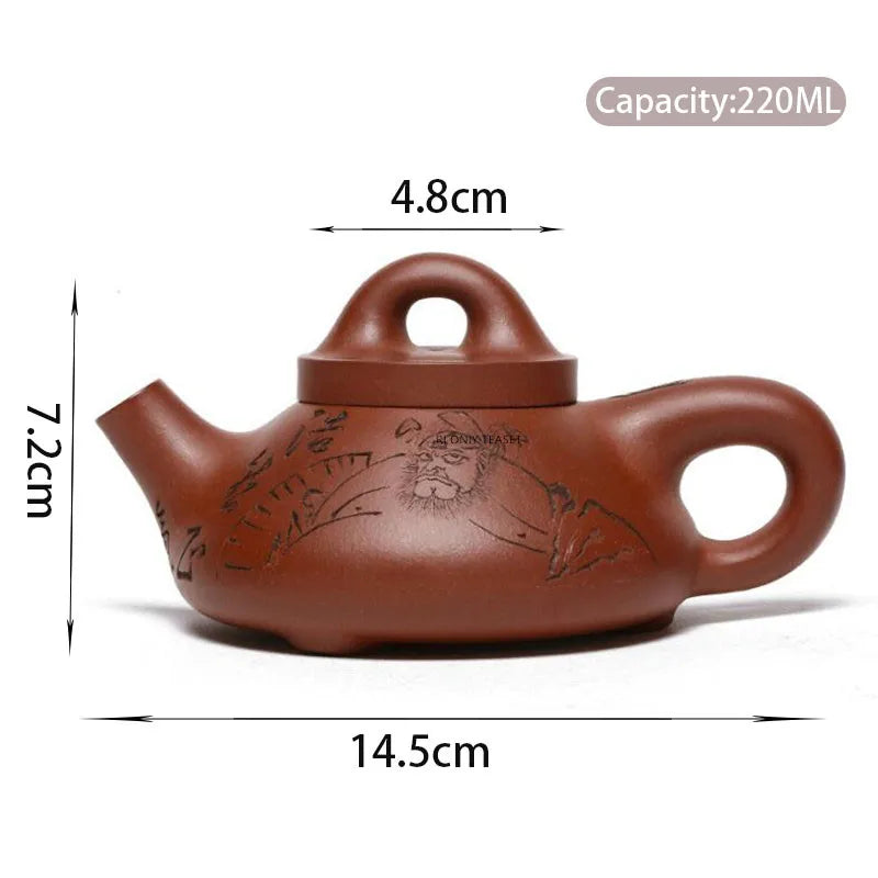 220ml Chinese Yixing Raw Ore Purple Clay Teapots Famous Handmade Stone Scoop Tea Pot Kettle High-end Zisha Tea Set Collection