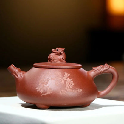 220ml Chinese kungfu tea pot true yixing zisha dahongpao clay marked shipiao pots master handmade mascot statue original ore new