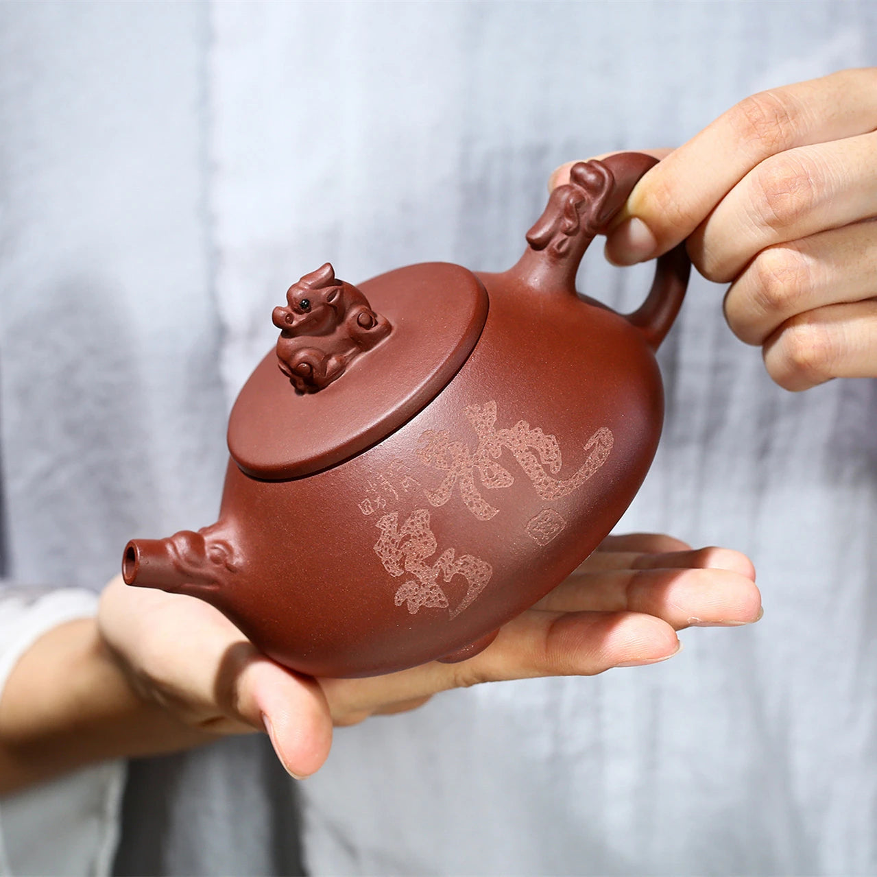 220ml Chinese kungfu tea pot true yixing zisha dahongpao clay marked shipiao pots master handmade mascot statue original ore new