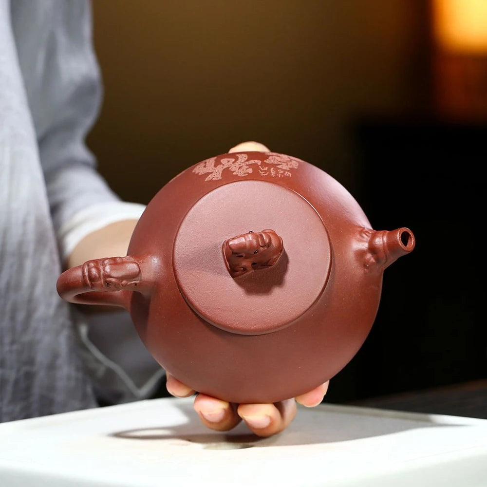 220ml Chinese kungfu tea pot true yixing zisha dahongpao clay marked shipiao pots master handmade mascot statue original ore new