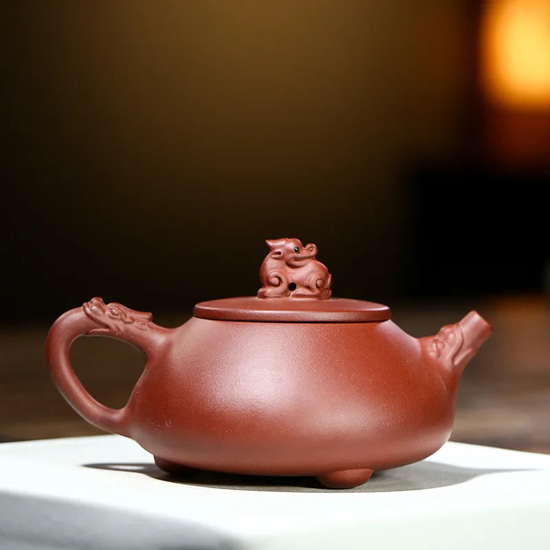 220ml Chinese kungfu tea pot true yixing zisha dahongpao clay marked shipiao pots master handmade mascot statue original ore new