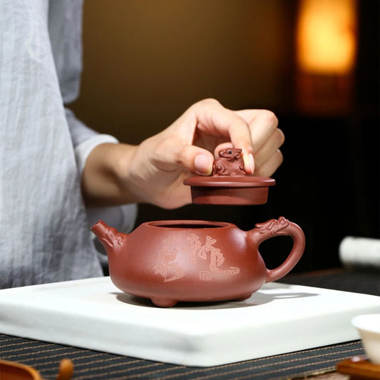 220ml Chinese kungfu tea pot true yixing zisha dahongpao clay marked shipiao pots master handmade mascot statue original ore new