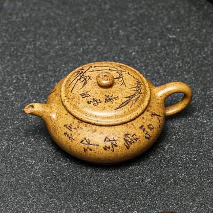 220ml Custom Yixing Purple Clay Teapot Section Mud Ball Hole Filter Tea Pot Hand-carved Zisha Tea Set Chinese Tea Accessories