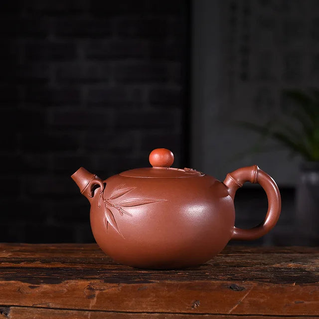 220ml Genuine Yixing Zisha Tea Pot Famous Handmade Purple Mud Bamboo Xishi Teapot Kung Fu Tea Kettle Free Shipping
