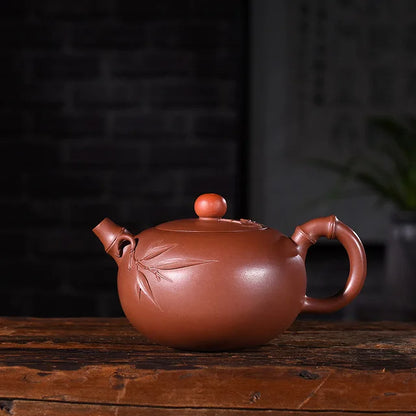 220ml Genuine Yixing Zisha Tea Pot Famous Handmade Purple Mud Bamboo Xishi Teapot Kung Fu Tea Kettle Free Shipping