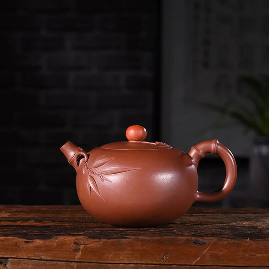 220ml Genuine Yixing Zisha Tea Pot Famous Handmade Purple Mud Bamboo Xishi Teapot Kung Fu Tea Kettle Free Shipping