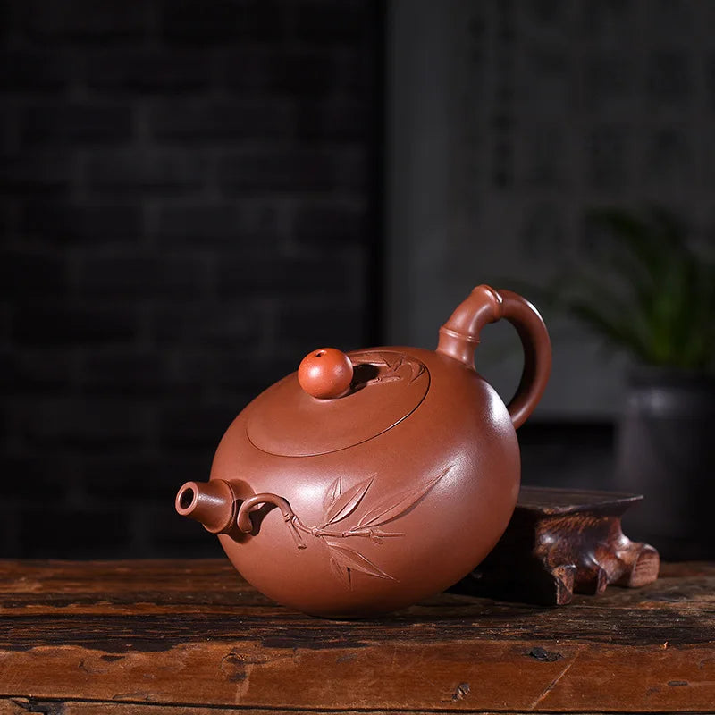 220ml Genuine Yixing Zisha Tea Pot Famous Handmade Purple Mud Bamboo Xishi Teapot Kung Fu Tea Kettle Free Shipping