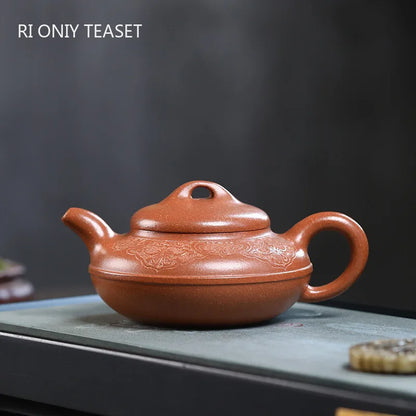 220ml High-end Yixing Handmade Purple Clay Teapot Beauty Kettle Famous Artists Hand-carved Tea Pot Chinese Raw Ore Zisha Tea Set