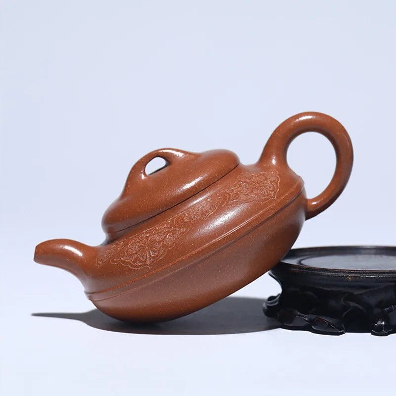 220ml High-end Yixing Handmade Purple Clay Teapot Beauty Kettle Famous Artists Hand-carved Tea Pot Chinese Raw Ore Zisha Tea Set