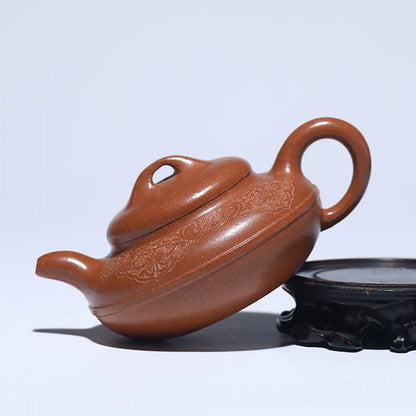 220ml High-end Yixing Handmade Purple Clay Teapot Beauty Kettle Famous Artists Hand-carved Tea Pot Chinese Raw Ore Zisha Tea Set
