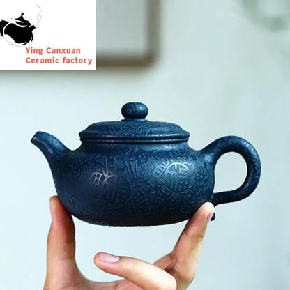 220ml High-end Yixing Purple Clay Teapot Master Handmade Tea Pot Raw Ore Azure Mud Kettle Chinese Zisha Tea Set Collection