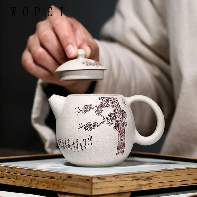 220ml High-end Yixing Purple Clay Teapots Master Handmade Dragon Egg Shape Tea Pot Kettle Customized Zisha Tea Set Collection