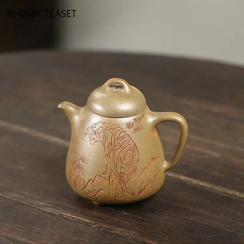 220ml High-end Yixing Raw Ore Purple Clay Teapots Famous Artists Handmade High Stone Scoop Tea Pot Kettle Chinese Zisha Tea Set