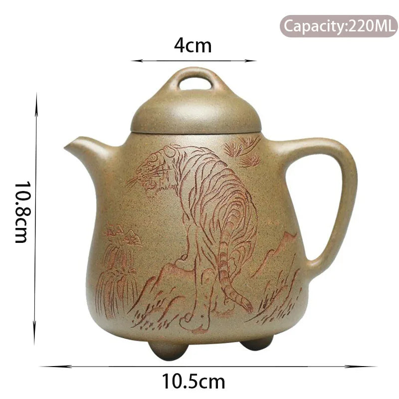 220ml High-end Yixing Raw Ore Purple Clay Teapots Famous Artists Handmade High Stone Scoop Tea Pot Kettle Chinese Zisha Tea Set