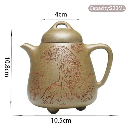 220ml High-end Yixing Raw Ore Purple Clay Teapots Famous Artists Handmade High Stone Scoop Tea Pot Kettle Chinese Zisha Tea Set