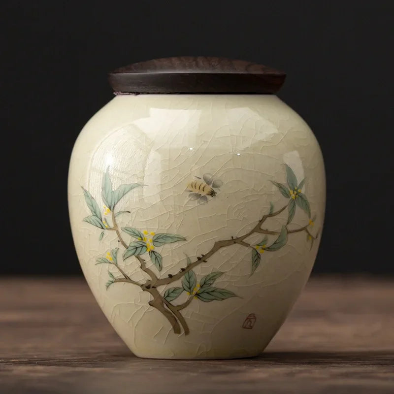 220ml Japanese Style Tea Box Organizer Plant Ash Tea Organizer Ancient Blue Glazed Mystery Box Tea Leaf Hermetic Pots Tea Tank