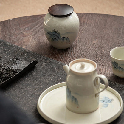 220ml Japanese Style Tea Box Organizer Plant Ash Tea Organizer Ancient Blue Glazed Mystery Box Tea Leaf Hermetic Pots Tea Tank