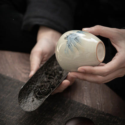 220ml Japanese Style Tea Box Organizer Plant Ash Tea Organizer Ancient Blue Glazed Mystery Box Tea Leaf Hermetic Pots Tea Tank