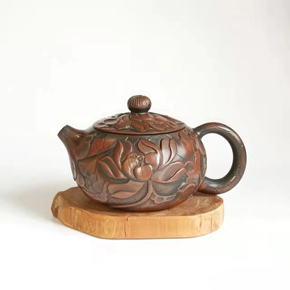 220ml Jianshui Pure Handmade Lotus Carving Tea Pot(Not Yixing Zisha) Ceramic  Kung Fu Tea Set Drinkware Tea Ceremony