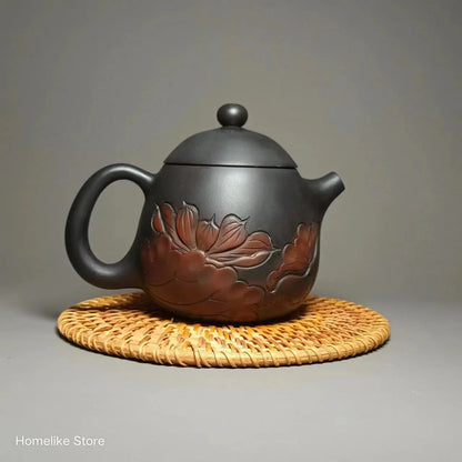 220ml Jianshui Purple Clay Handmade Lotus Carving Tea Pot(Not Yixing Zisha) Kung Fu Tea Set Drinkware Tea Ceremony