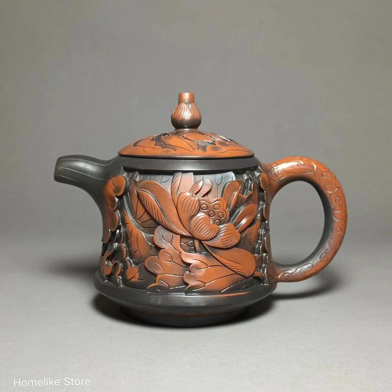 220ml Jianshui Purple Clay Pure Handmade Lotus Full Carving Tea Pot(Not Yixing Zisha) Kung Fu Tea Set Drinkware Tea Ceremony