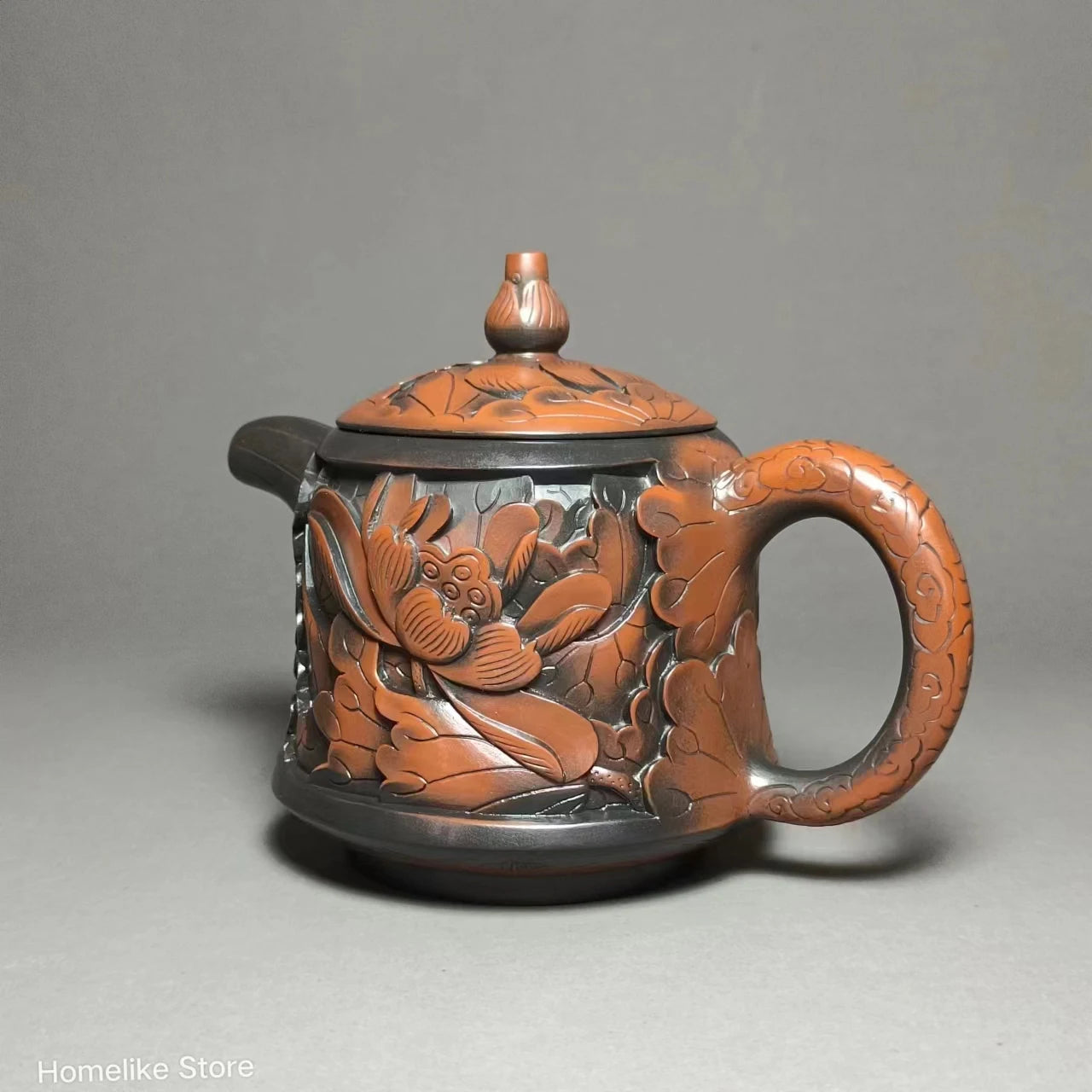 220ml Jianshui Purple Clay Pure Handmade Lotus Full Carving Tea Pot(Not Yixing Zisha) Kung Fu Tea Set Drinkware Tea Ceremony
