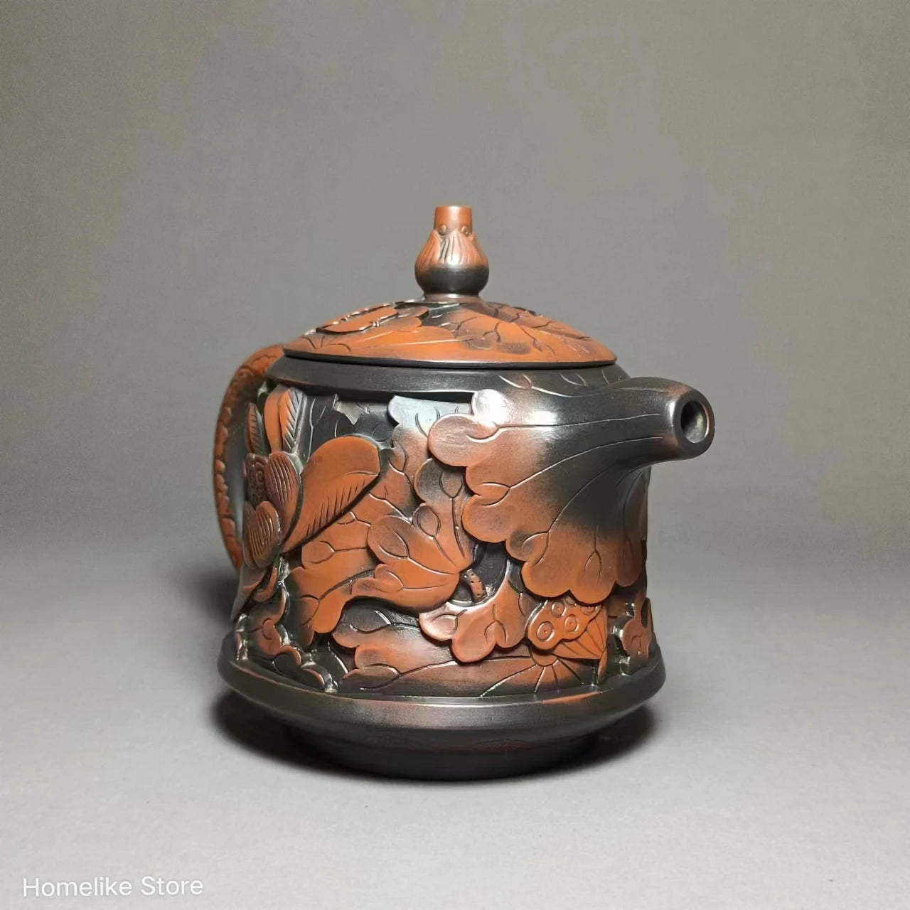 220ml Jianshui Purple Clay Pure Handmade Lotus Full Carving Tea Pot(Not Yixing Zisha) Kung Fu Tea Set Drinkware Tea Ceremony