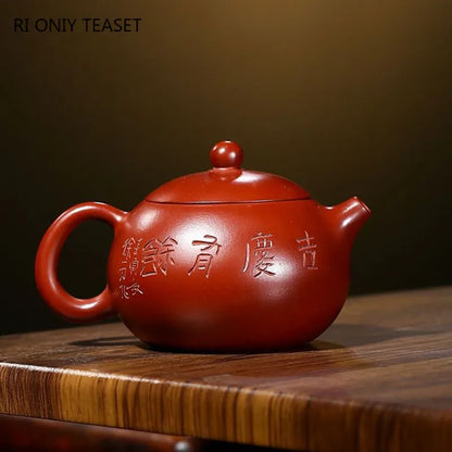 220ml Yixing Famous Purple Clay Teapot Authentic Handmade Xishi Tea Pot Raw Ore Dahongpao Kettle Chinese Zisha Tea Set Gifts