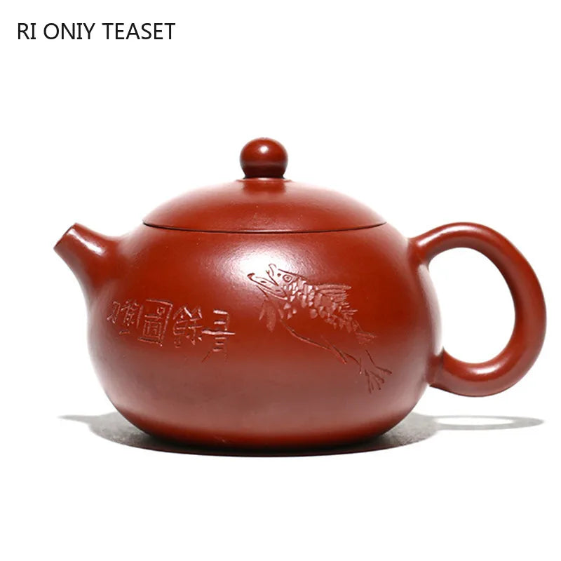 220ml Yixing Famous Purple Clay Teapot Authentic Handmade Xishi Tea Pot Raw Ore Dahongpao Kettle Chinese Zisha Tea Set Gifts