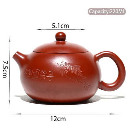 220ml Yixing Famous Purple Clay Teapot Authentic Handmade Xishi Tea Pot Raw Ore Dahongpao Kettle Chinese Zisha Tea Set Gifts