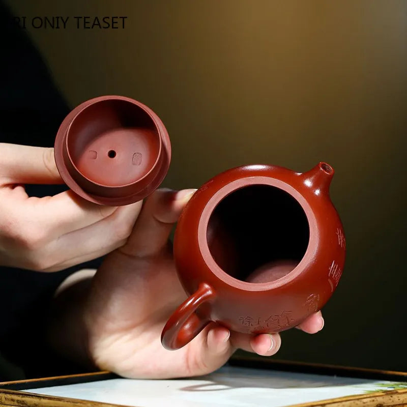 220ml Yixing Famous Purple Clay Teapot Authentic Handmade Xishi Tea Pot Raw Ore Dahongpao Kettle Chinese Zisha Tea Set Gifts