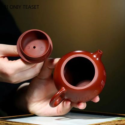 220ml Yixing Famous Purple Clay Teapot Authentic Handmade Xishi Tea Pot Raw Ore Dahongpao Kettle Chinese Zisha Tea Set Gifts