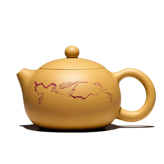 220ml Yixing Purple Clay Teapot Handmade Ball Hole Filter Xishi Tea Pot Raw Ore Gold Section Mud Kettle Chinese Zisha Tea Set