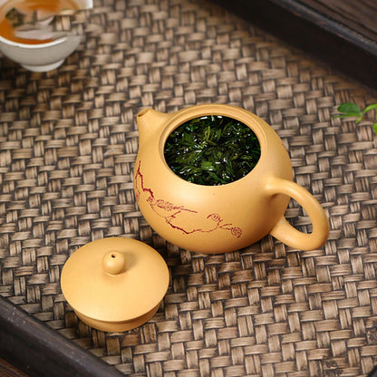 220ml Yixing Purple Clay Teapot Handmade Ball Hole Filter Xishi Tea Pot Raw Ore Gold Section Mud Kettle Chinese Zisha Tea Set