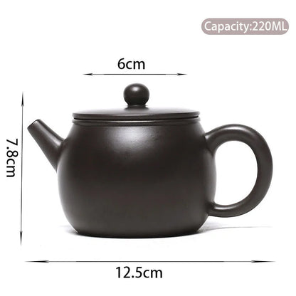 220ml Yixing Purple Clay Teapot Master Handmade Large Diameter Tea Pot Raw Ore Black Mud Kettle Chinese Zisha Tea Set Gifts