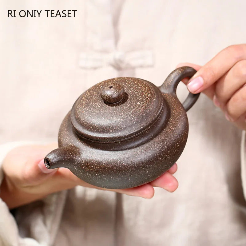 220ml Yixing Purple Clay Teapots Authentic Handmade Antique Tea Pot Raw Ore Multicolored Mud Beauty Kettle Chinese Zisha Tea Set