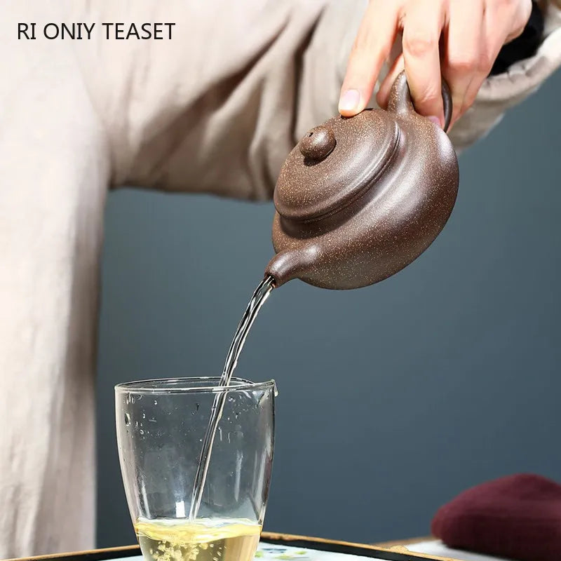 220ml Yixing Purple Clay Teapots Authentic Handmade Antique Tea Pot Raw Ore Multicolored Mud Beauty Kettle Chinese Zisha Tea Set