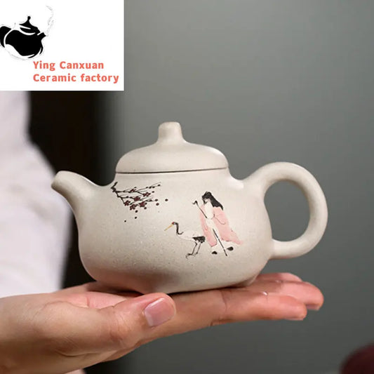 220ml Yixing Purple Clay Teapots Master Hand-painted Character Pattern Tea Pot Home Filter Kettle Chinese Zisha Tea Set Gifts