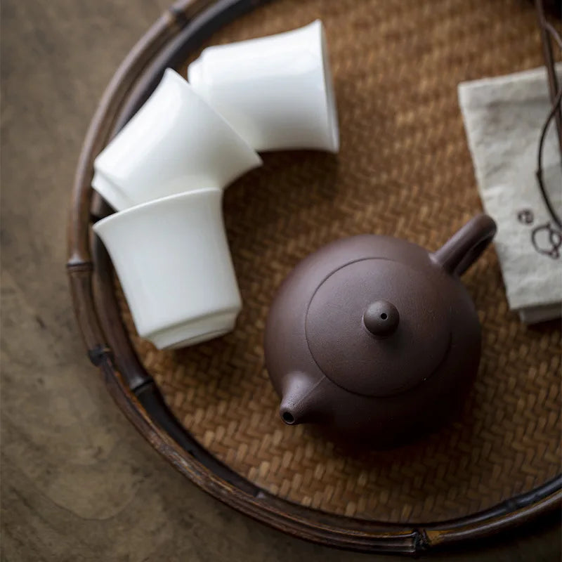 220ml Yixing Purple Sand Xishi Tea Pot Kung Fu Tea Set Ceramic Purple Tea Pot Raw Mineral Small Capacity Purple Sand Pot