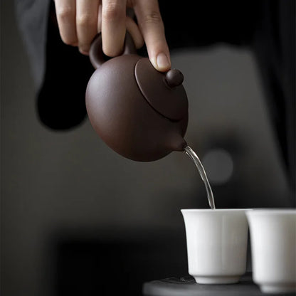 220ml Yixing Purple Sand Xishi Tea Pot Kung Fu Tea Set Ceramic Purple Tea Pot Raw Mineral Small Capacity Purple Sand Pot