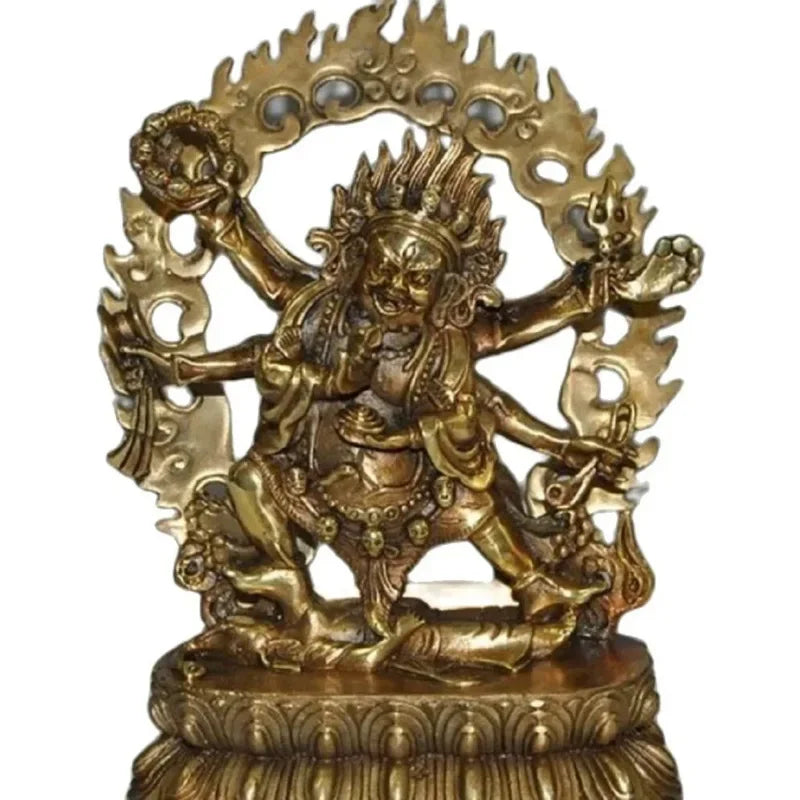 22CM 9 "Buddha Tibet gilt perunggu 6 lengan Vajra mahahebala Tuhan Buddha Ganesha patung