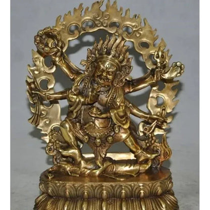 22CM 9 "Buddha Tibet gilt perunggu 6 lengan Vajra mahahebala Tuhan Buddha Ganesha patung